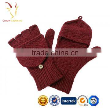 Custom Brown Fingerless Cashmere Mittens Gloves photo-3