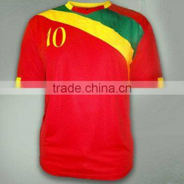 Produce yellow and red soccer jersey shirt