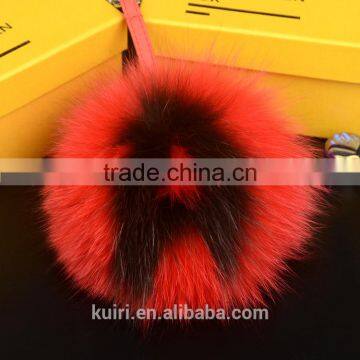 15CM Big Fluffy Bag Bugs Pom Pom Keychains Handmade Alphabet Real Fox Fur Ball Key Chain Bag Charm Monster Letter Pompoms photo-2