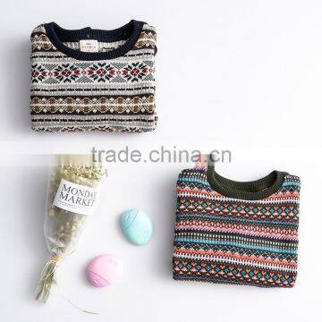 S32448W Knitting Pattern Sweater Top Teenager Kids Pullover O-neck Vintage Style Sweaters photo-3
