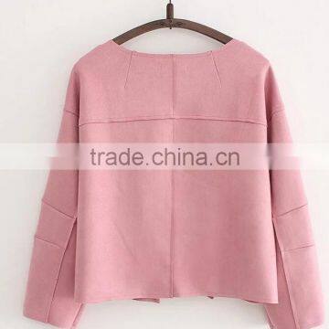 Runwaylover EY1007C Europe Style 2016 Women Fashion Pure Color Suede Jackets