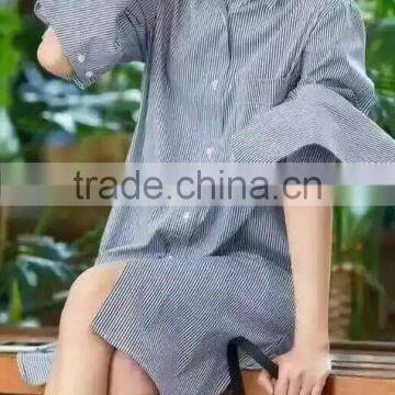 Runwaylover EY2371B New Design 2017 Ladies Long Style Stripe Blouse photo-2