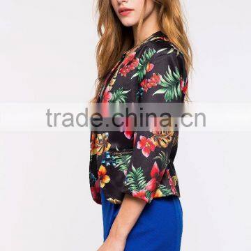 New Arrival Fashion Tropical Floral Print Women Blazer,blazer 2015 photo-4