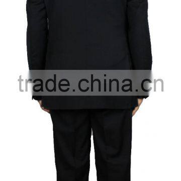 NAAMS MEN'S WOOL 2 BUTTON 2 VENT SLIM FIT SUIT JACKET FLAT FRONT PANT BLACK photo-4