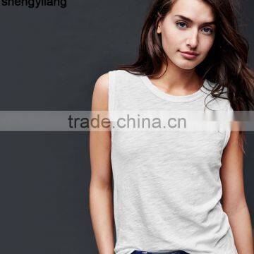 Custom 100% Cotton Vest Women Plain Tank Top Wholesale in Guangzhou photo-2