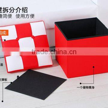 PU Leather Thick Foldable Shoes Storage Stool Box Bench Seat photo-2