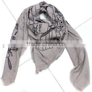 new design fashion ladies print cotton big square scarf