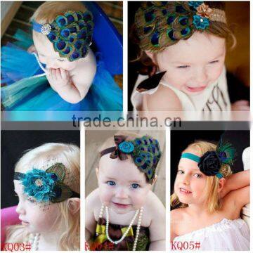baby peacock feather headband