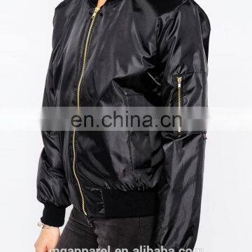 New Fashion Shiny Ribbed Bomber Jacket for Women in Life photo-4