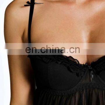 Tia Back Black Ruffle Detail Sheer Ladies Night Dress Sex Baby Doll Swing Set