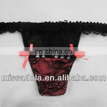 latest lady's sexy lace pant transparent G-string bowknot thong g-string underwear