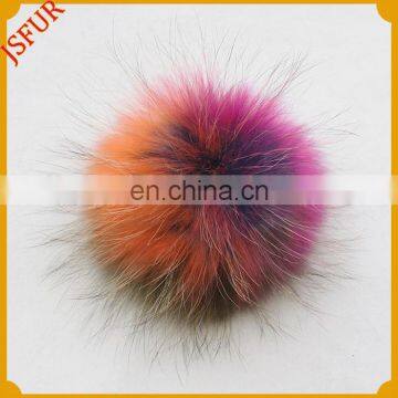 Wholesale new design cute colourful real raccoon fur ball keychain