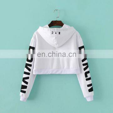 2016 Winter 100% Cotton Hoodies Blank Pullover Pure Color Short Printed Wholesale Plain White Hoodies For Lady photo-6