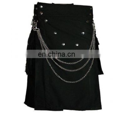 Modern Steam Punk Style Modern Gothic Fashion Kilt with Chains