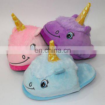 Indoor Soft Slippers Unicorn Plush Animal Design