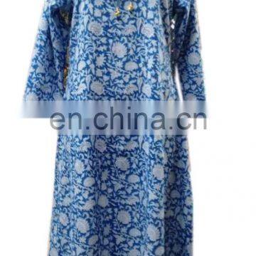 Indian Handmade Cotton Block Printed Designer Dress Long Vintage Dress Hippie Sexy Dress