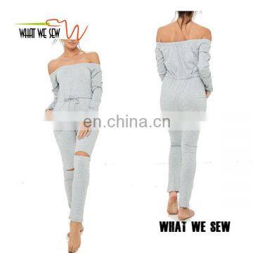 Custom off Shoulder Autumn Coat Fashion Gym Onesie for Women