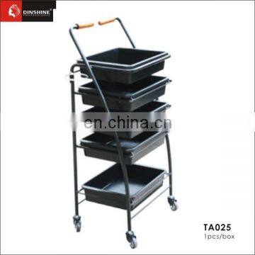 Salon Trolley Plastic tray Hair salon trolley with metal handlebars