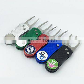 Hot selling repair divot tool,custom folding pocket golf divot tool with ball marker