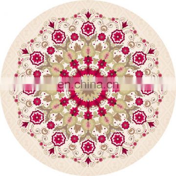 High quality durable digital printing round suede natural rubber yoga mat