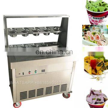 Thailand style flat pan roll fry ice cream making fried ice cream machine