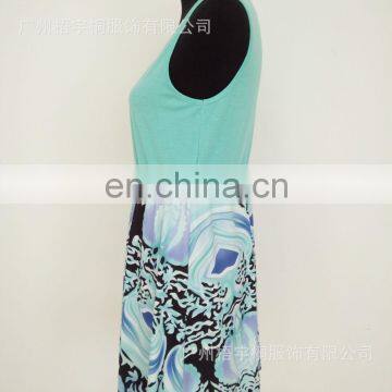 2019 Mother and Daughter Knee-length Dress Family Look Green Printed Dress Mom and me Sundress (this Link for WOMAN) photo-6