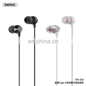 Remax New RM-560 Metallic 10mm Speaker Deep Bass In-ear Earphones Type-C With Mic&volume Control photo-4