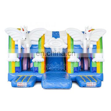 Large Inflatable Unicorn Bouncy Castle Children Kids Bounce House With 2 Slides