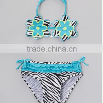 kids new design of Black & Blue Zebra Floral Bikini