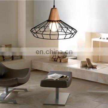 Ретро-индустриальный уникальный дизайн в стиле винтаж, настенный деревянный подвесной светильник в форме конического железного клетчатого фонаря photo-4