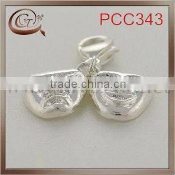 Stainless steel double Smiling face pendant with Lobster Claw Clasps