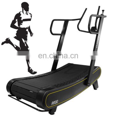 HIIT Curved treadmill & air runner Manual Resistance with Monitorrunning machine Low Noise fitness gym equipment