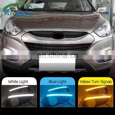 2PCS Car LED DRL For Hyundai IX35 2010 2011 2012 2013 Car-styling Daytime Running Light with fog lamp hole turn signal