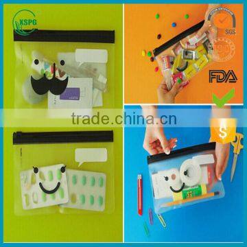 Slider Zipper PVC Plastic Holder bags Handmade Canvas Pencil Bag