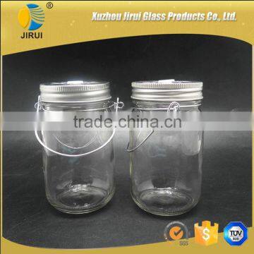 430ml Round Shape Clear Glass Mason Jar with Iron Wire