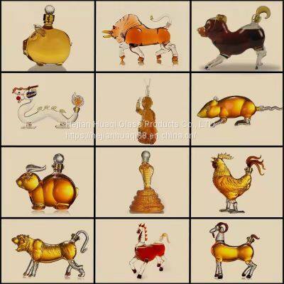 Chinese Glass Craft Products Factory Twelve Zodiac Bottle Set Support to Map Customization photo-3
