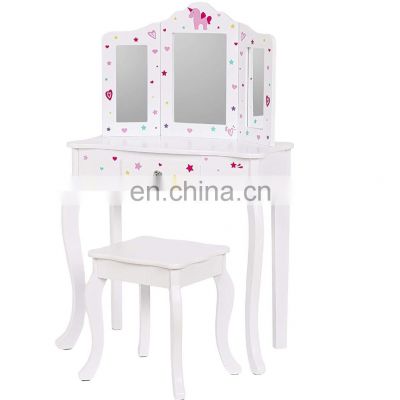 Kids Vanity Table With Chair And Mirror