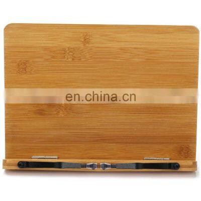 Bamboo Book Stand Adjustable Book Holder Tray and Page Paper Clips-Cookbook Reading Desk Portable Sturdy Lightweight Bookstand-T photo-4