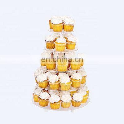 retail store 5 levels cake stand holder clear round acrylic eiffel tower cupcake stand