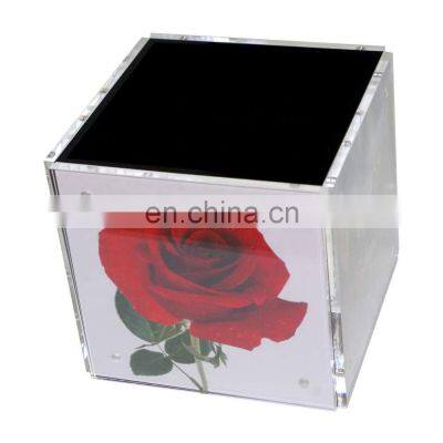 Clear Acrylic Pen Holder With Magnetic Photo Frame Pencil Organizer With 4 Sided Picture Frame photo-3