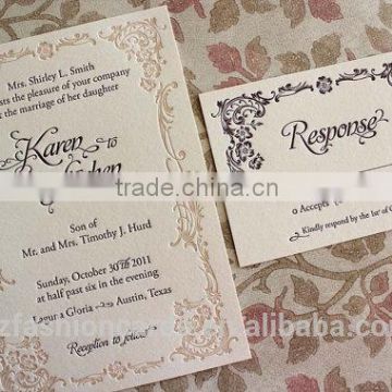 600gsm Cotton Paper Letter Press Invitations With Floral border