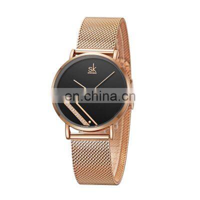SHENGKE SK Rose Gold Stainless Steel Mesh Band Black Dial Watch For Ladies Quartz Watches K0106L Hot Seller photo-2