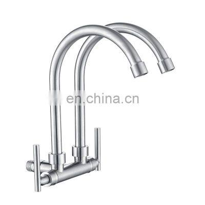 Modern Hotel Basin Faucets High Quality Stainless Steel Double Handle Cold Hot Mixer Chrome Basin Faucet Tap