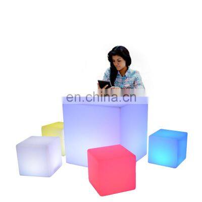 LED Cube 60CM Plastic Bar Stool Huel Bars Chair LED Bar Furniture Sets Night Club Furniture Cube Table LED Cube Chair