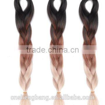 Dip Dyed Three Tone Color Kanekalon Fiber X-Pression Braids Kanekalon Yaki Braiding photo-2
