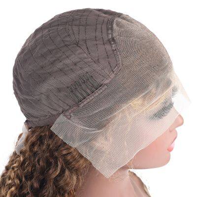 Highlight Wig Human Hair 13X4 Kinly Curly Frontal Wig P4/27 Honey Blonde Highlighted Lace Frontal Wigs For Women photo-4