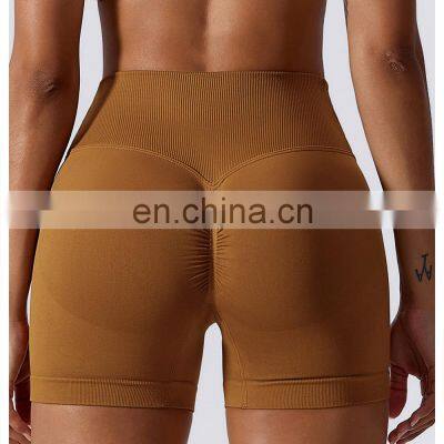 Custom Logo Compression V Waist Yoga Scrunch Butt Lift Booty Gym Shorts Lady Fitness Workout Running Sports Activewear For Women