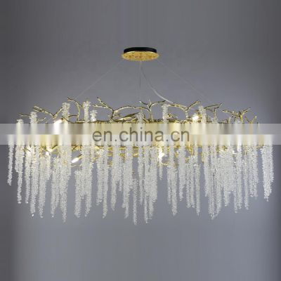 Modern aluminium tree branch glass chandelier for indoor living room dining room island chandelier