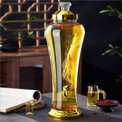 Ginseng & Medicinal Liquor Glass Jar with Tap - 3 Sizes (5/4/3 Liters Capacity), Ideal for Infusing Ginseng/Medicinal Wines & Display