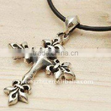 Carved Star Pattern Cross Pendant